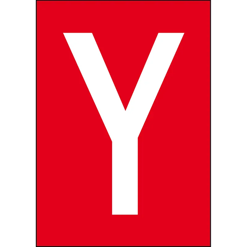 Zahlen & Buchstaben A4 - Rot/Weiss - Y - B-7541 (Laminierter Polyester)