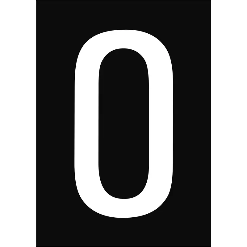 Zahlen & Buchstaben A4 - Schwarz/Weiss - 0 - B-7541 (Laminierter Polyester)
