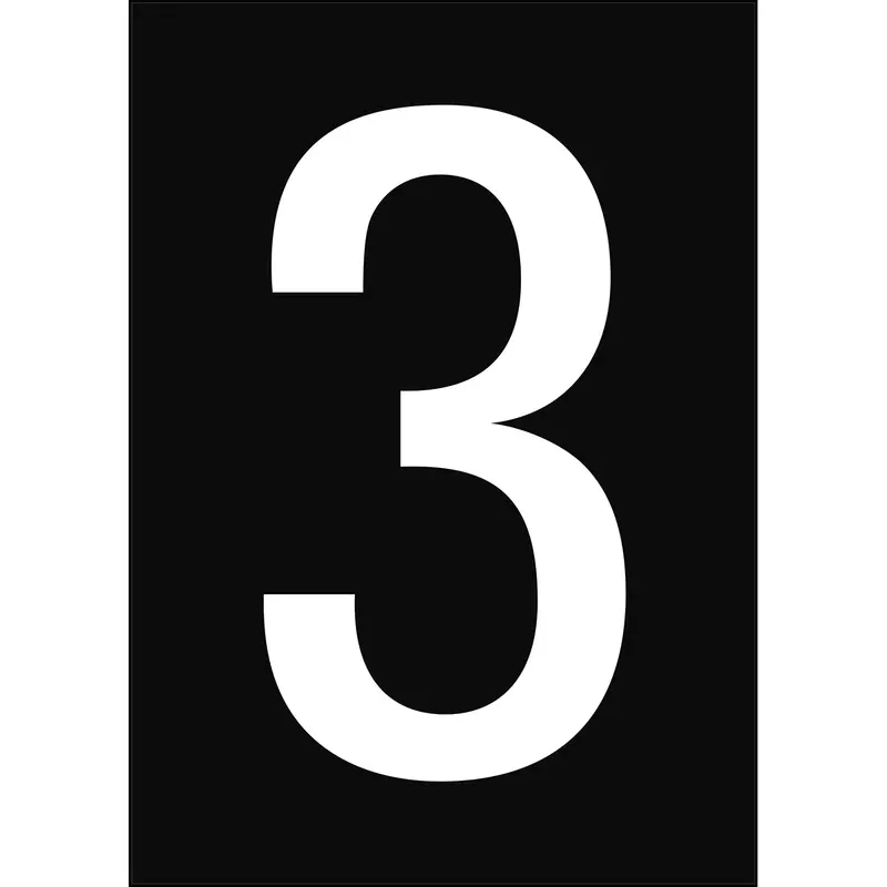 Zahlen & Buchstaben A4 - Schwarz/Weiss - 3 - B-7541 (Laminierter Polyester)