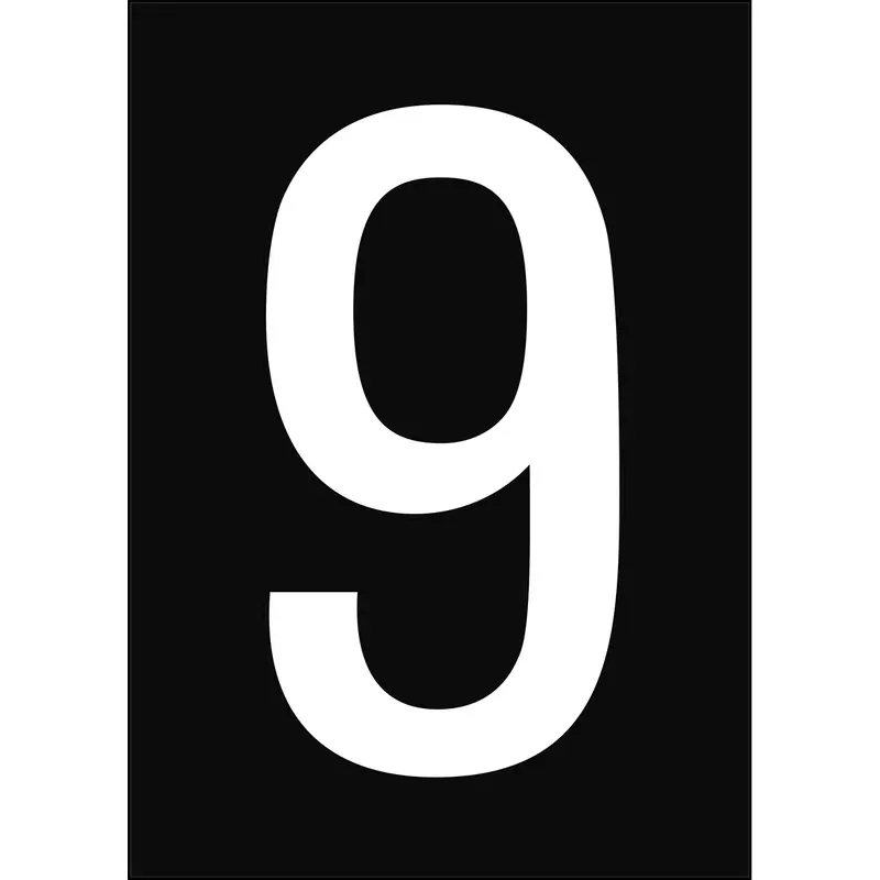 Zahlen & Buchstaben A4 - Schwarz/Weiss - 9 - B-7541 (Laminierter Polyester)