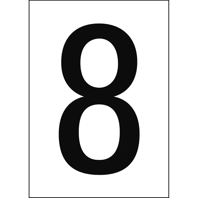 Zahlen & Buchstaben A4 - Weiss/Schwarz - 8 - B-7541 (Laminierter Polyester)