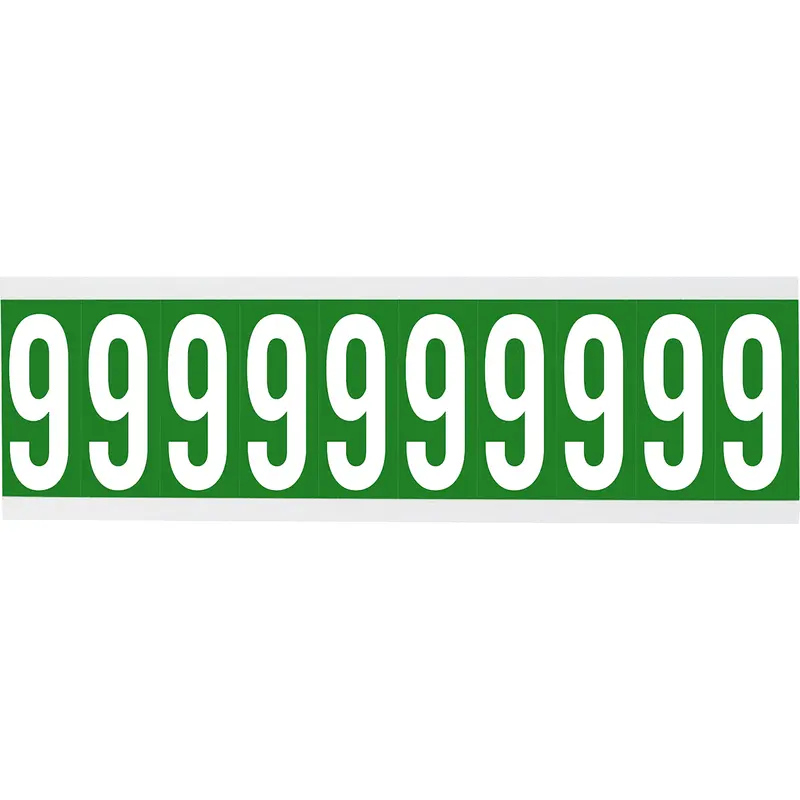 Zahlen oder Buchstaben auf Karte - 22 x 38 mm Weiss/Grün - 9
