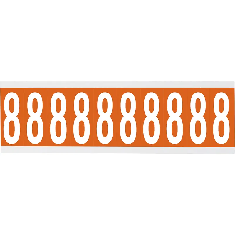 Zahlen oder Buchstaben auf Karte - 22 x 38 mm Weiss/Orange - 8