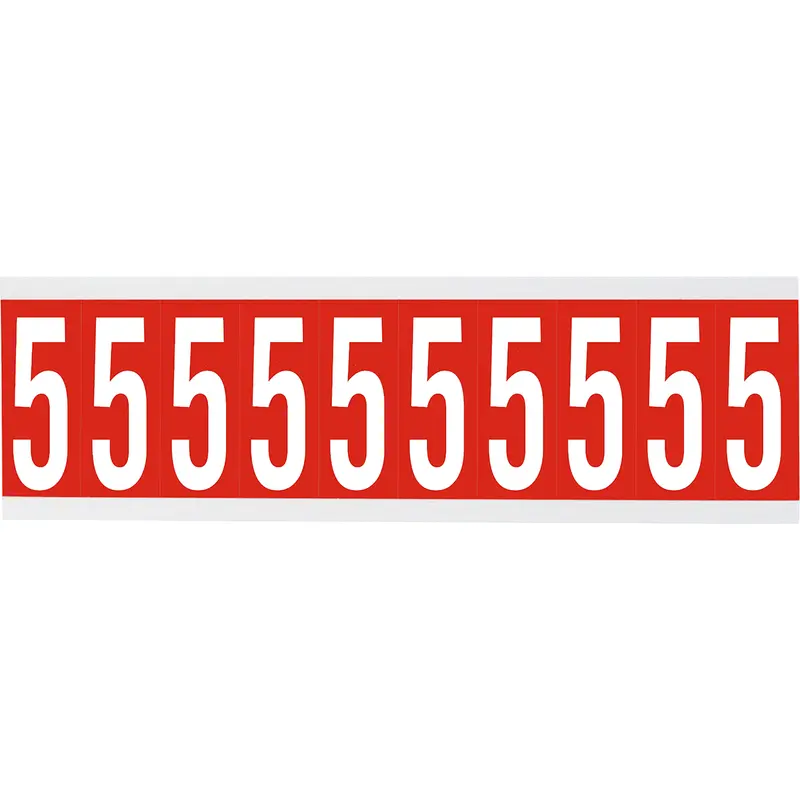 Zahlen oder Buchstaben auf Karte - 22 x 38 mm Weiss/Rot - 5