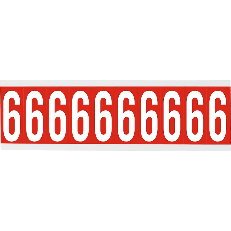 Zahlen oder Buchstaben auf Karte - 22 x 38 mm Weiss/Rot - 6