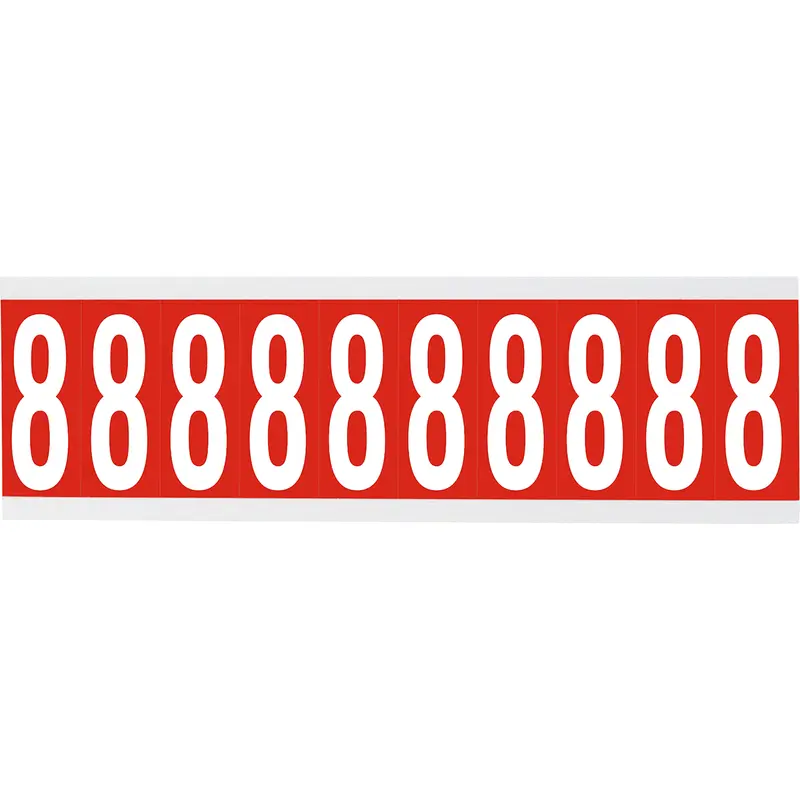Zahlen oder Buchstaben auf Karte - 22 x 38 mm Weiss/Rot - 8