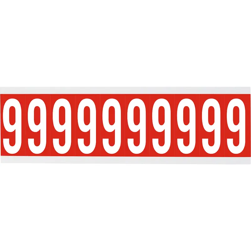 Zahlen oder Buchstaben auf Karte - 22 x 38 mm Weiss/Rot - 9