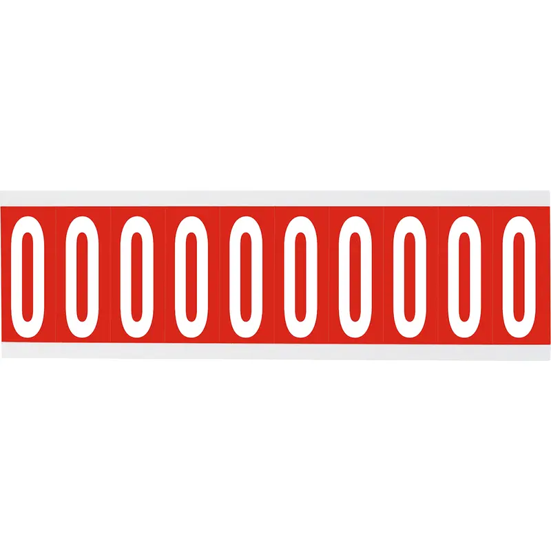 Zahlen oder Buchstaben auf Karte - 22 x 38 mm Weiss/Rot - O
