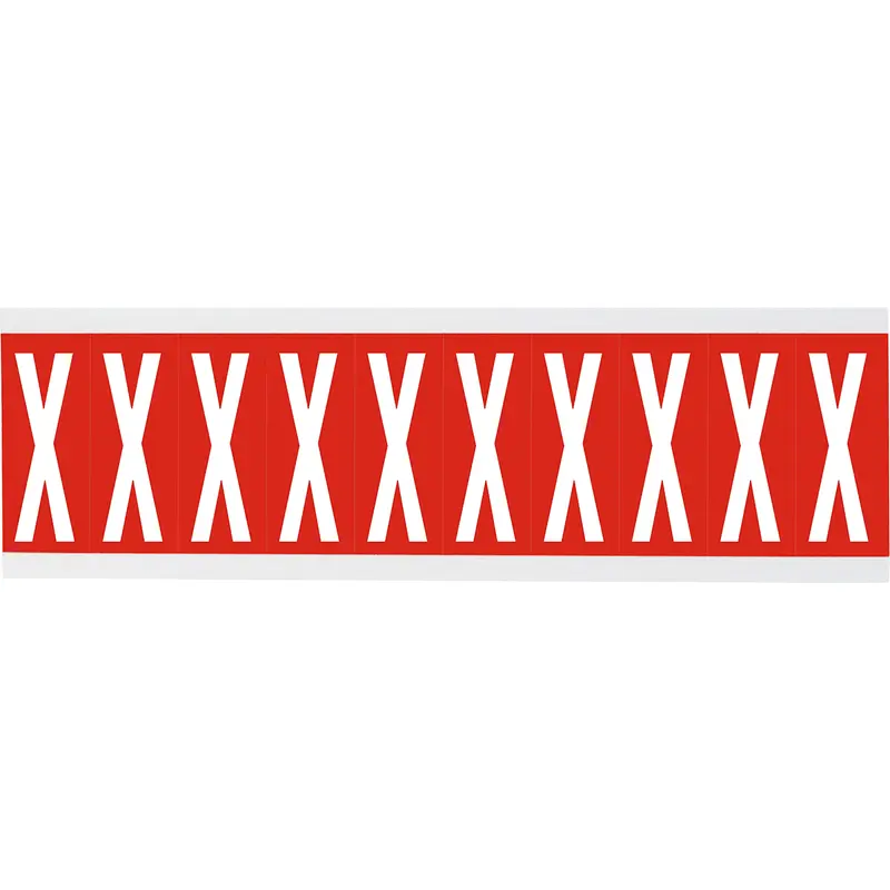 Zahlen oder Buchstaben auf Karte - 22 x 38 mm Weiss/Rot - X