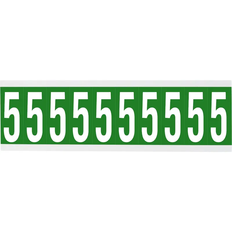 Zahlen oder Buchstaben auf Karte - 22 x 57 mm Weiss/Grün - 5