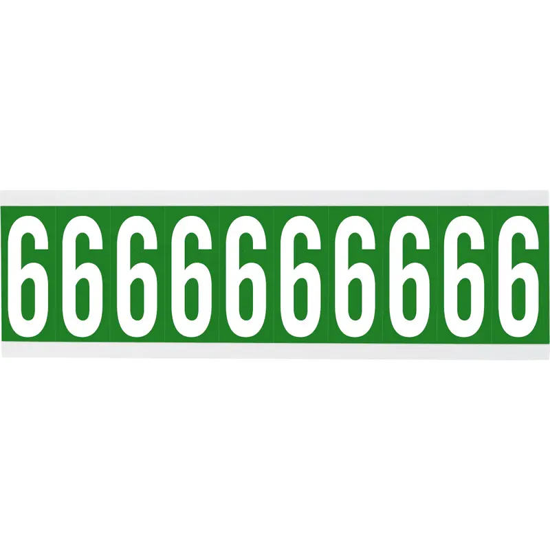 Zahlen oder Buchstaben auf Karte - 22 x 57 mm Weiss/Grün - 6