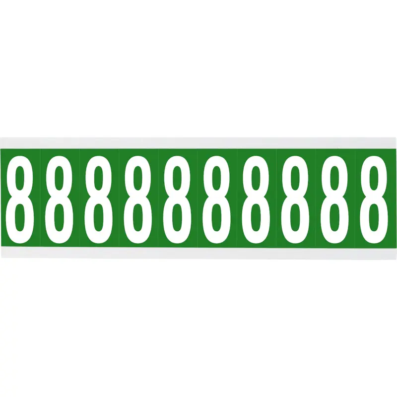 Zahlen oder Buchstaben auf Karte - 22 x 57 mm Weiss/Grün - 8