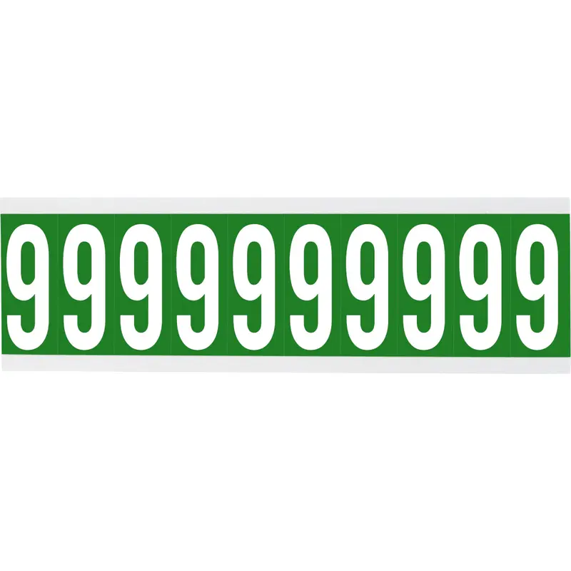 Zahlen oder Buchstaben auf Karte - 22 x 57 mm Weiss/Grün - 9