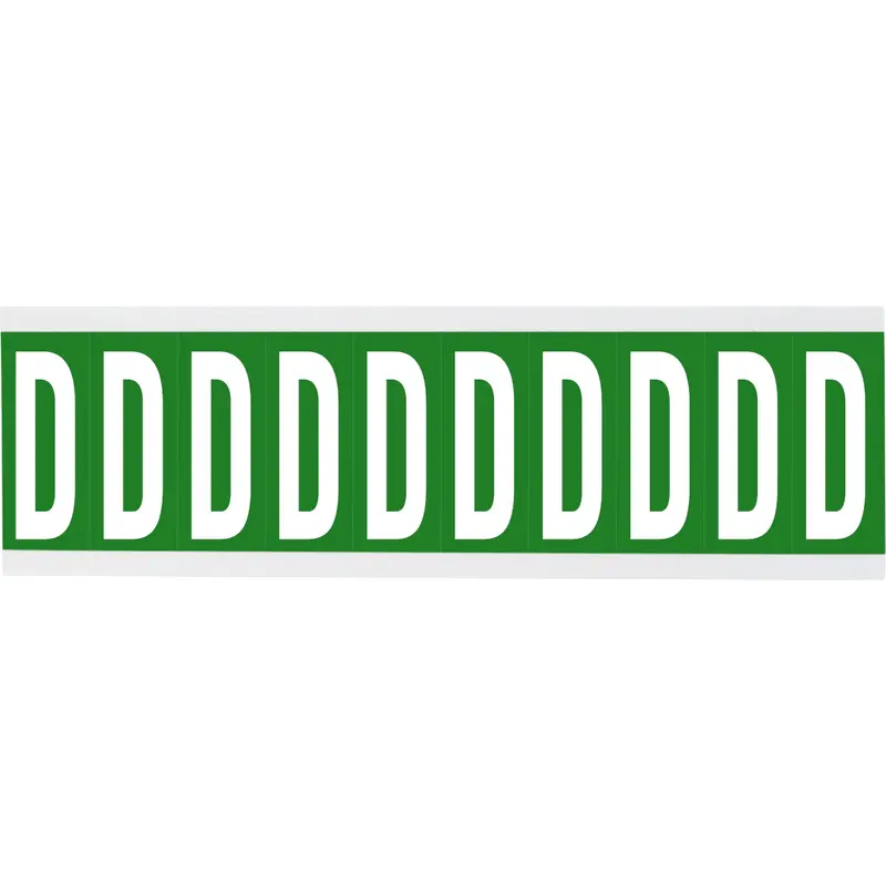 Zahlen oder Buchstaben auf Karte - 22 x 57 mm Weiss/Grün - D