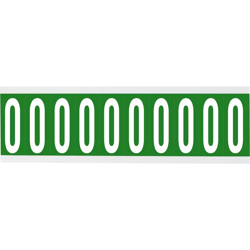 Zahlen oder Buchstaben auf Karte - 22 x 57 mm Weiss/Grün - O