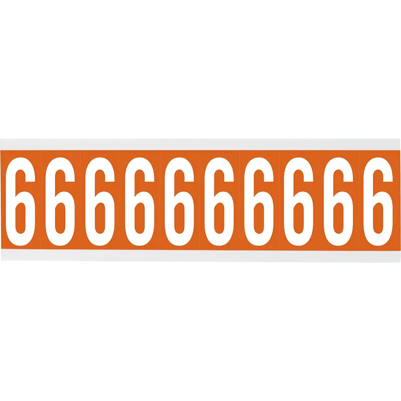 Zahlen oder Buchstaben auf Karte - 22 x 57 mm Weiss/Orange - 6