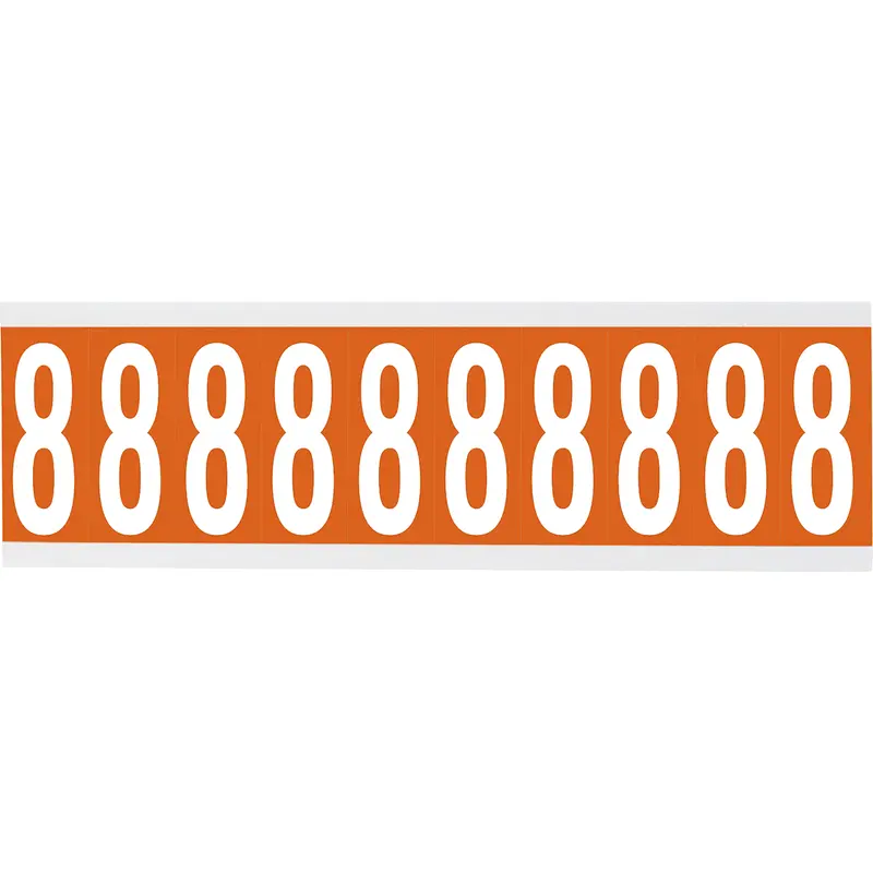 Zahlen oder Buchstaben auf Karte - 22 x 57 mm Weiss/Orange - 8