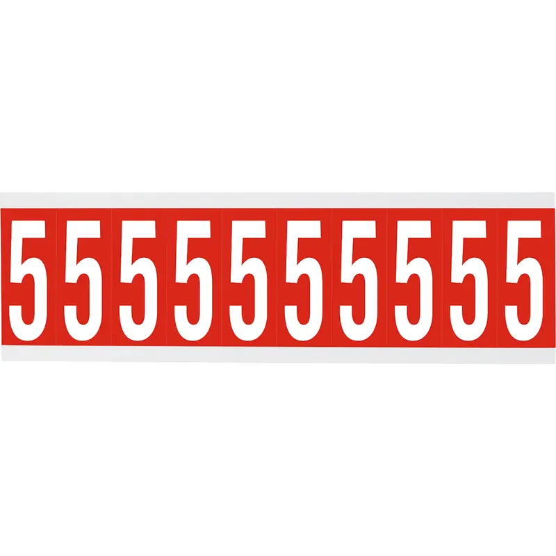 Zahlen oder Buchstaben auf Karte - 22 x 57 mm Weiss/Rot - 5