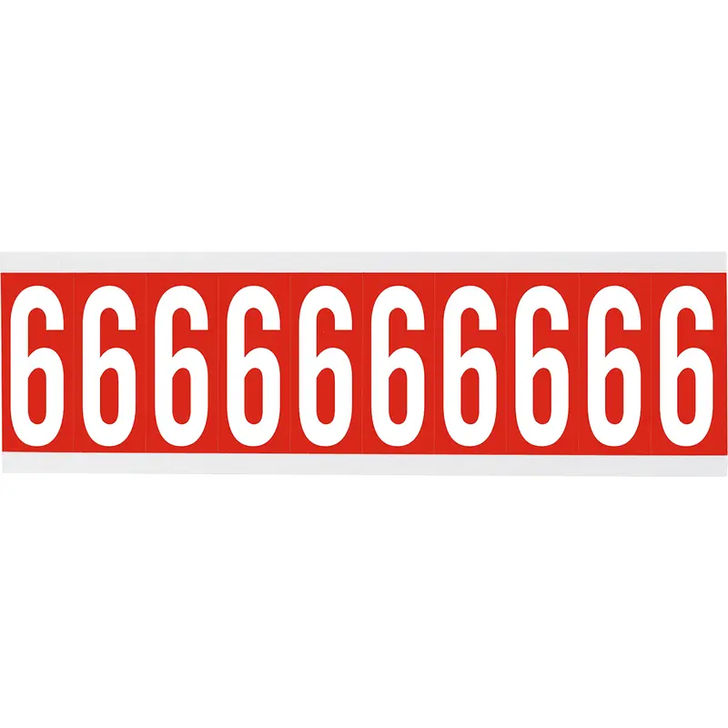 Zahlen oder Buchstaben auf Karte - 22 x 57 mm Weiss/Rot - 6