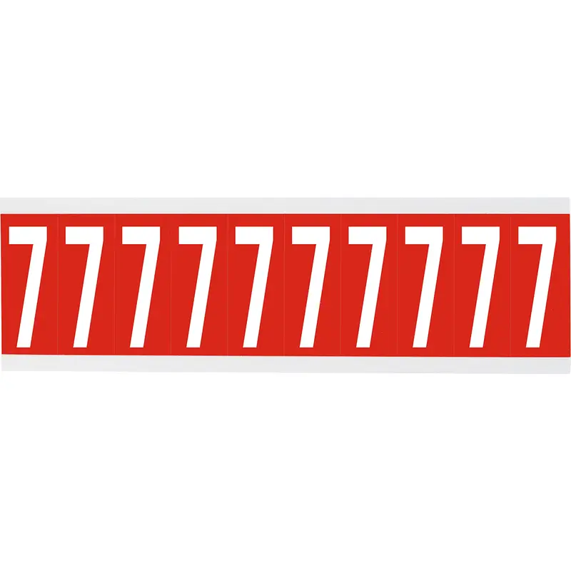 Zahlen oder Buchstaben auf Karte - 22 x 57 mm Weiss/Rot - 7