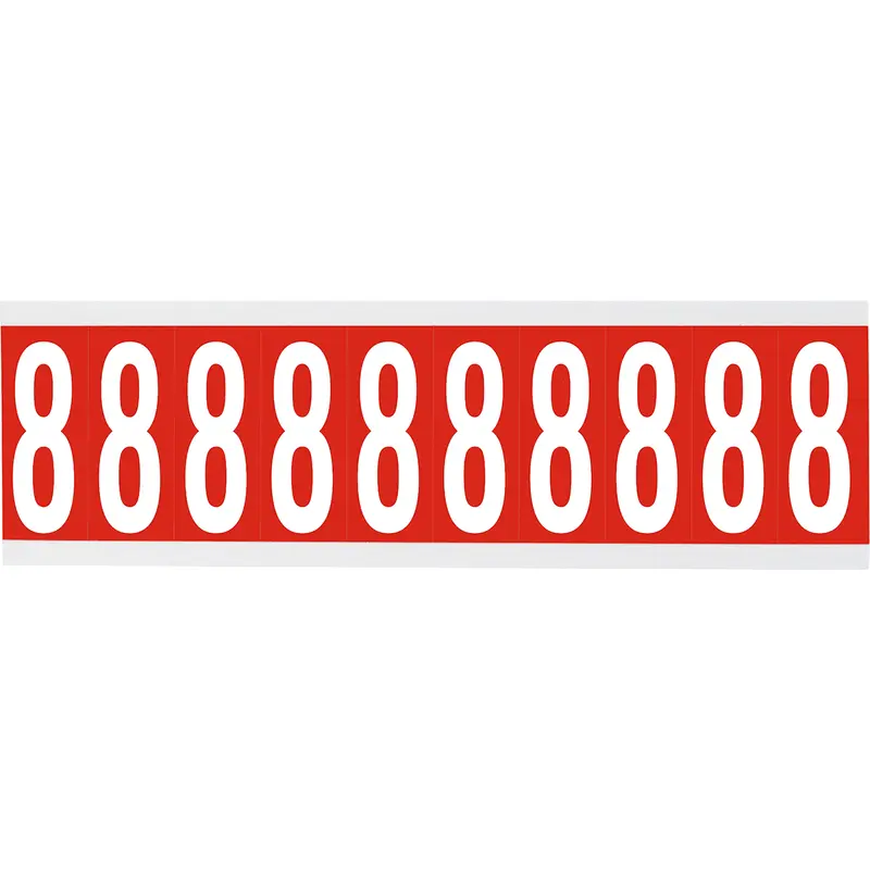 Zahlen oder Buchstaben auf Karte - 22 x 57 mm Weiss/Rot - 8