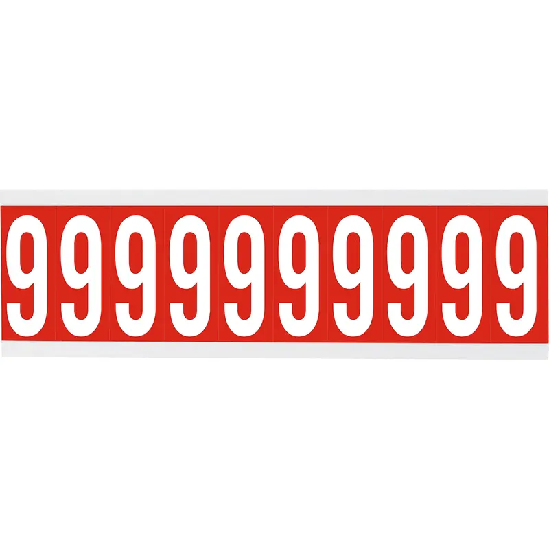 Zahlen oder Buchstaben auf Karte - 22 x 57 mm Weiss/Rot - 9