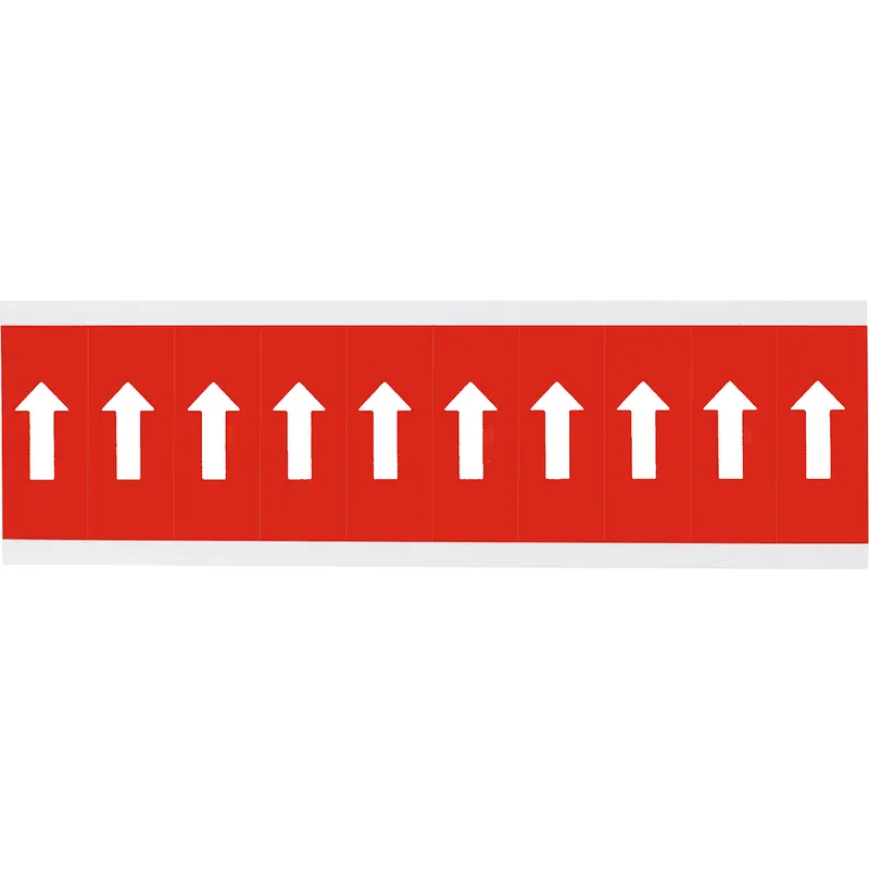 Zahlen oder Buchstaben auf Karte - 22 x 57 mm Weiss/Rot - Pfeile