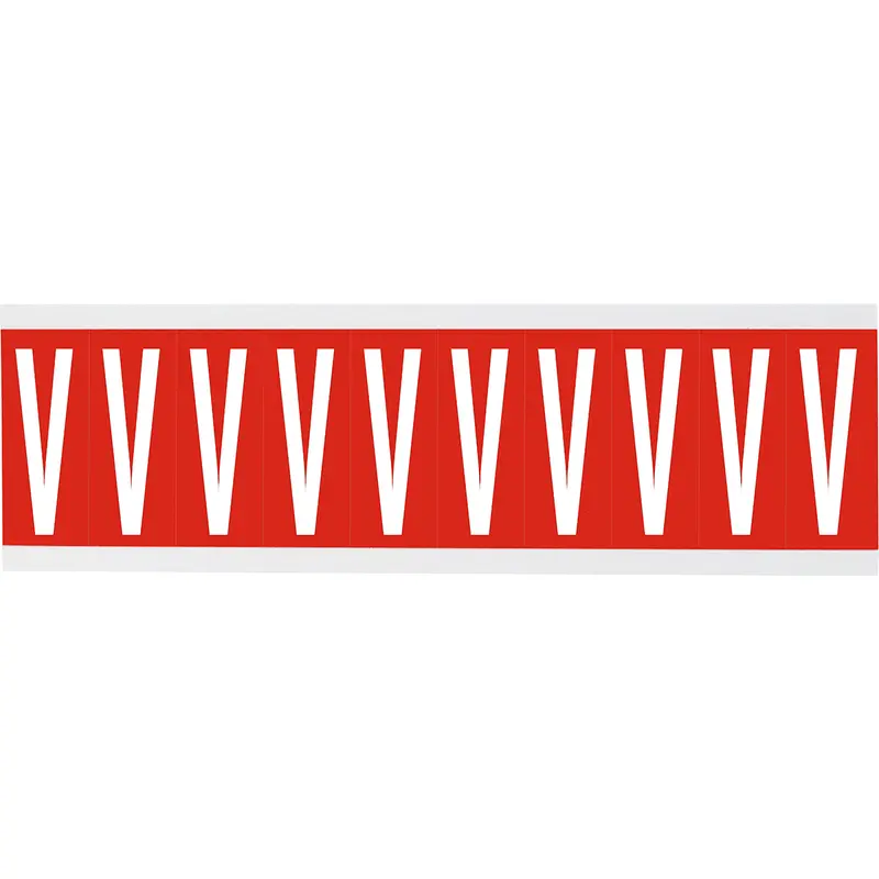 Zahlen oder Buchstaben auf Karte - 22 x 57 mm Weiss/Rot - V