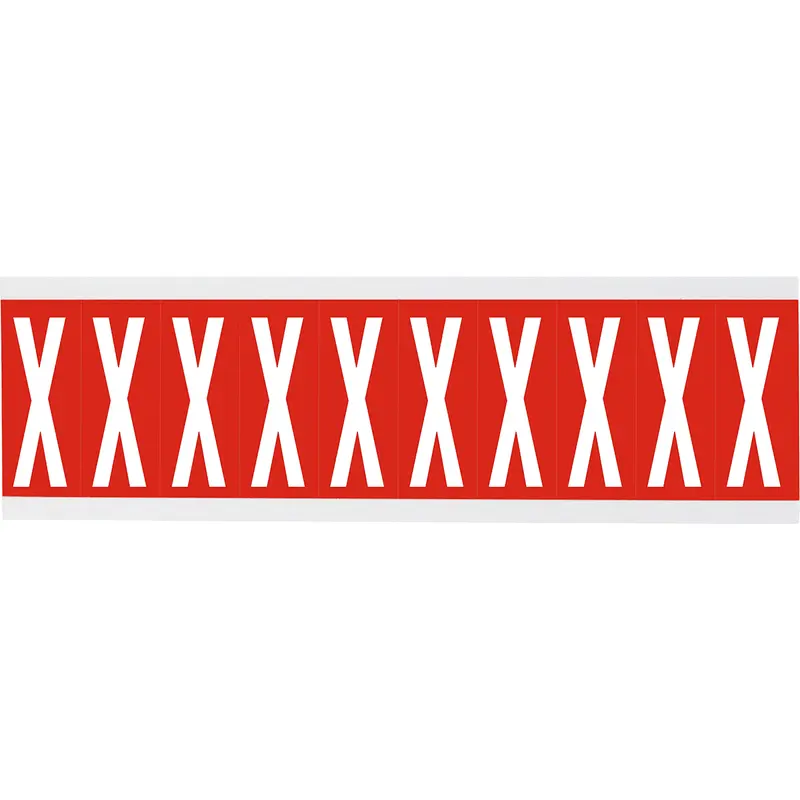 Zahlen oder Buchstaben auf Karte - 22 x 57 mm Weiss/Rot - X